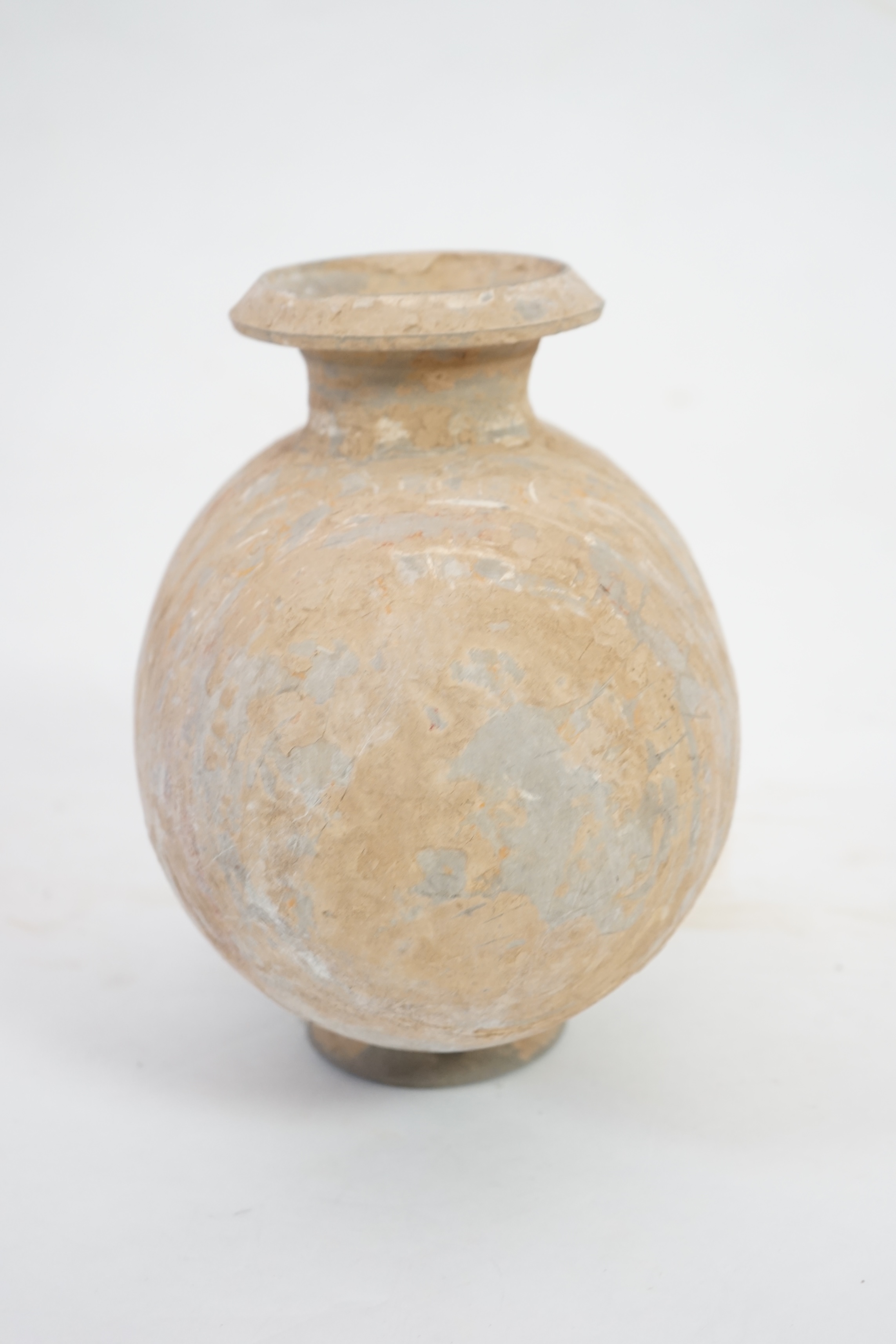 A Chinese painted pottery cocoon jar, Western Han Dynasty (206 BC-AD 8)